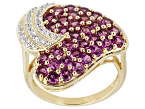 Grape Color Garnet 18K Yellow Gold Over Sterling Silver Ring 2.78ctw