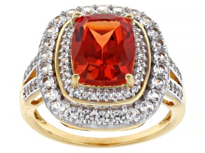 Lab Sunset Sapphire With Lab White Sapphire 18k Yellow Gold Over Sterling Silver Ring 4.18ctw