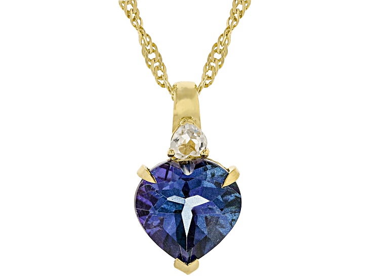 Butterfly Blue Topaz 18K Yellow Gold Over Sterling Silver Pendant With Chain 2.83ctw