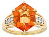 Mandarin Orange Topaz with White Topaz 18K Yellow Gold Over Sterling Silver Ring 5.47ctw
