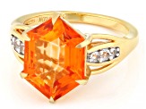 Mandarin Orange Topaz with White Topaz 18K Yellow Gold Over Sterling Silver Ring 5.47ctw
