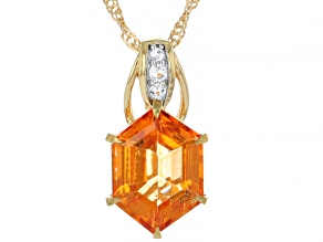 Mandarin Orange Topaz with White Topaz 18K Yellow Gold Over Sterling Silver Pendant/Chain 5.47ctw