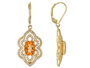 Mandarin Orange Topaz with White Topaz 18K Yellow Gold Over Sterling Silver Earrings 4.75ctw