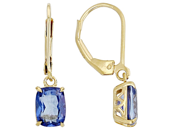 Butterfly Blue Topaz 18K Yellow Gold Over Sterling Silver Solitaire Dangle Earrings 2.88ctw