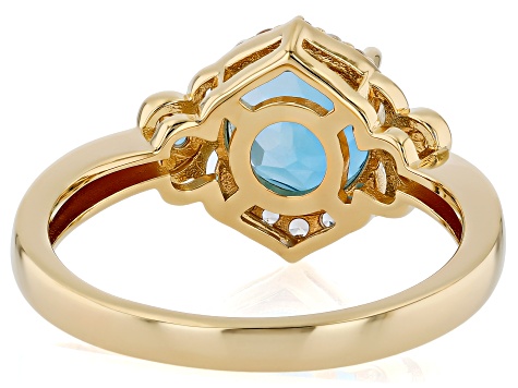 London Blue Topaz With White Zircon 18k Gold over Sterling Silver
