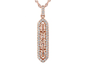 Peach Morganite 18K Rose Gold Over Sterling Silver Pendant With Chain 1.28ctw