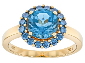 London Blue Topaz 18K Yellow Gold Over Sterling Silver Ring 2.48ctw