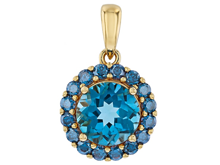London Blue Topaz 18K Yellow Gold Over Sterling Silver Pendant 2.48ctw