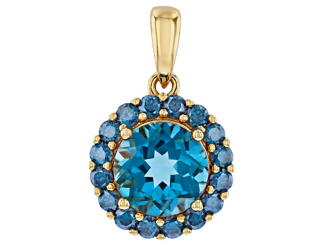 London Blue Topaz 18K Yellow Gold Over Sterling Silver Pendant 2.48ctw