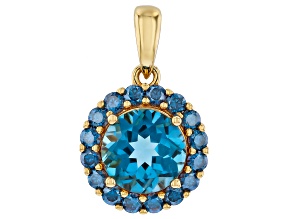 London Blue Topaz 18K Yellow Gold Over Sterling Silver Pendant 2.48ctw
