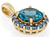 London Blue Topaz 18K Yellow Gold Over Sterling Silver Pendant 2.48ctw