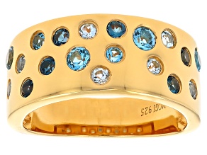 Multi Topaz 18K Yellow Gold Over Silver Ring 0.86ctw