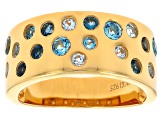 Multi Topaz 18K Yellow Gold Over Silver Ring 0.86ctw