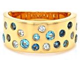 Multi Topaz 18K Yellow Gold Over Silver Ring 0.86ctw