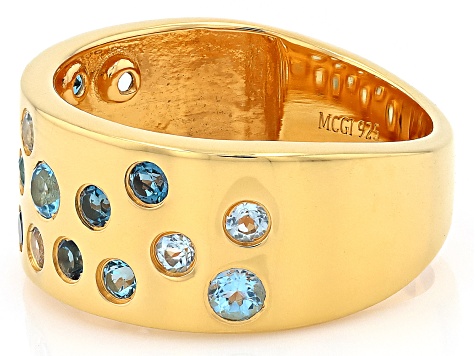 Multi Topaz 18K Yellow Gold Over Silver Ring 0.86ctw