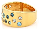 Multi Topaz 18K Yellow Gold Over Silver Ring 0.86ctw