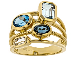 Sky Blue Topaz 18K Yellow Gold Over Silver Ring 3.00ctw