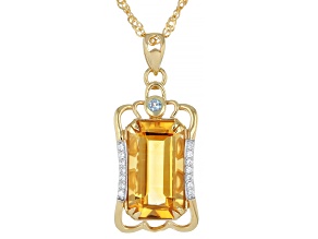 Yellow Citrine 18K Yellow Gold Over Silver Pendant With Chain 3.92ctw