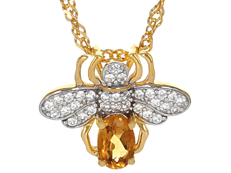 Yellow Citrine 18K Yellow Gold Over Sterling Silver Pendant with Chain 0.56ctw