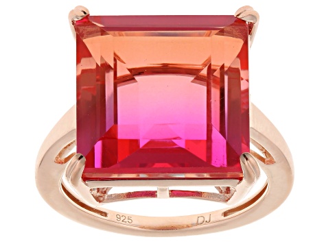 Sunset Quartz Doublet 18K Rose Gold Over Sterling Silver Ring