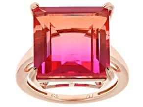Sunset Quartz Doublet 18K Rose Gold Over Sterling Silver Ring 12.75ct