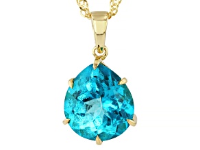 Blue Paraiba Topaz 18k Yellow Gold Over Sterling Silver Pendant with Chain 5.53ct
