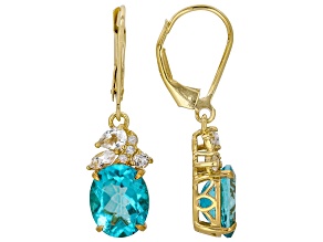 Blue Paraiba Topaz 18k Yellow Gold Over Sterling Silver Earrings 5.95ctw