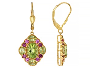Green Peridot 18k Yellow Gold Over Sterling Silver Earrings 4.27ctw