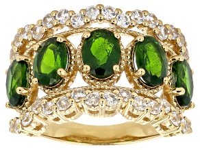 Chrome Diopside With White Zircon 18k Yellow Gold Over Sterling Silver Ring 4.76ctw