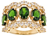 Chrome Diopside With White Zircon 18k Yellow Gold Over Sterling Silver Ring 4.76ctw