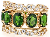 Chrome Diopside With White Zircon 18k Yellow Gold Over Sterling Silver Ring 4.76ctw