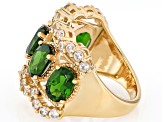 Chrome Diopside With White Zircon 18k Yellow Gold Over Sterling Silver Ring 4.76ctw