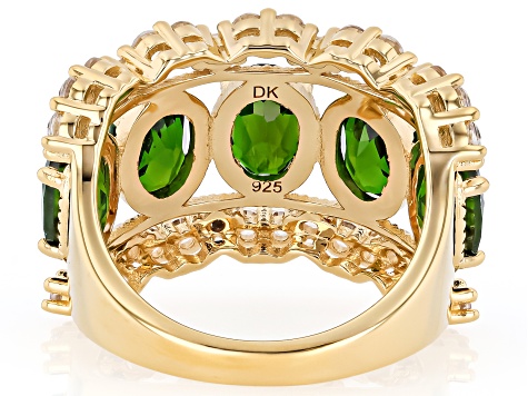 Chrome Diopside With White Zircon 18k Yellow Gold Over Sterling Silver Ring 4.76ctw