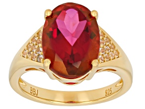 Multi-Color Peony Topaz 18k Yellow Gold Over Sterling Silver Solitaire Ring 6.40ctw