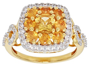 Imperial Topaz 18K Yellow Gold And Rhodium Over Silver Ring 1.43ctw