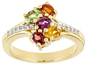 Multi Garnet 18k Yellow Gold Over Sterling Silver Ring 1.05ctw