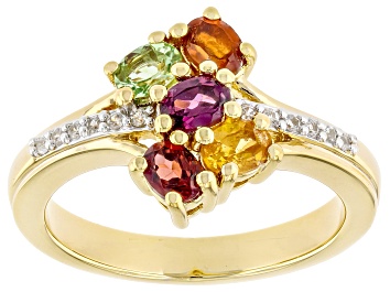 Picture of Multi Garnet 18k Yellow Gold Over Sterling Silver Ring 1.05ctw