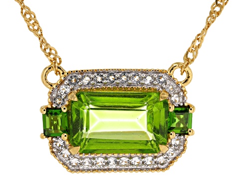 Meadow Green Topaz 18K Yellow Gold & Rhodium Over Silver Pendant