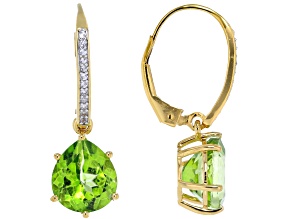 Meadow Green Topaz With White Topaz 18K Yellow Gold & Rhodium Over Sterling Silver Earrings 6.59ctw