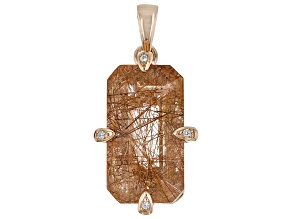 Brown Copper Rutilated Quartz 18K Rose Gold Over Sterling Silver Pendant 9.29ctw