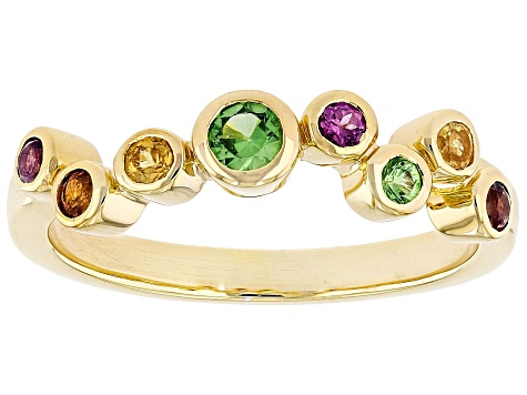 Multi Garnet 18k Yellow Gold Over Sterling Silver Ring 0.43ctw