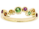 Multi Garnet 18k Yellow Gold Over Sterling Silver Ring 0.43ctw