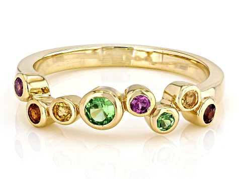 Multi Garnet 18k Yellow Gold Over Sterling Silver Ring 0.43
