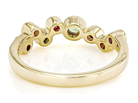 Multi Garnet 18k Yellow Gold Over Sterling Silver Ring 0.43ctw