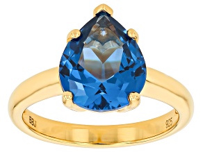 Blue Lab Created Spinel 18k Yellow Gold Sterling Silver Ring 5.10ct