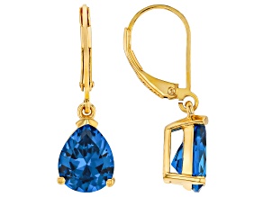 Blue Lab Created Spinel 18K Yellow Gold Over Sterling Silver Earrings 5.70ctw