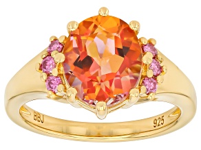 Azotic Ecstasy Topaz 18K Yellow Gold Over Sterling Silver Ring 3.68ctw