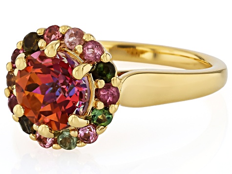 Azotic Ecstasy Topaz 18K Yellow Gold Over Sterling Silver Ring