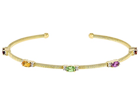 Multi Garnet 18k Yellow Gold Over Sterling Silver Bracelet 1.36ctw