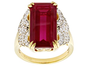 Lab Created Ruby 18K Yellow Gold Over Sterling Silver Ring 8.59ctw